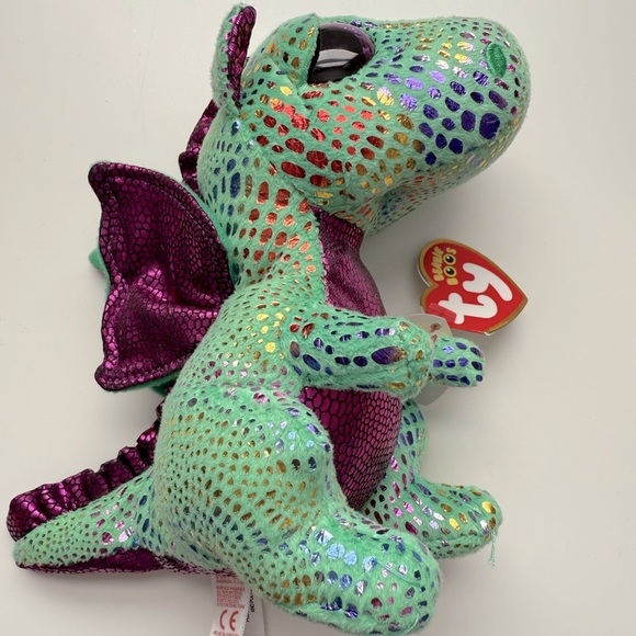 Ty Green and Purple Stuffed Dragon Plush - Picture 4 of 6
